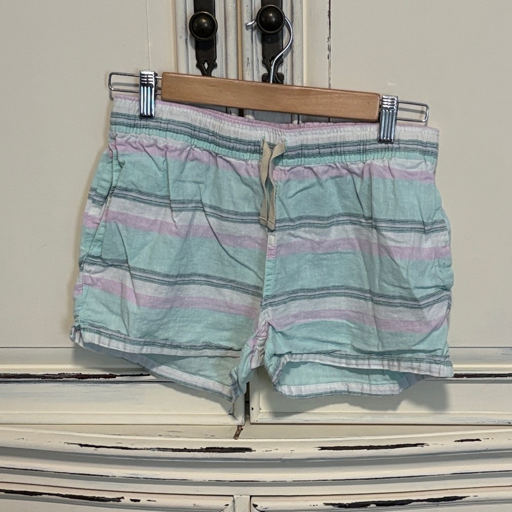 Patagonia Mint and Light Pink Striped Lounge Shorts